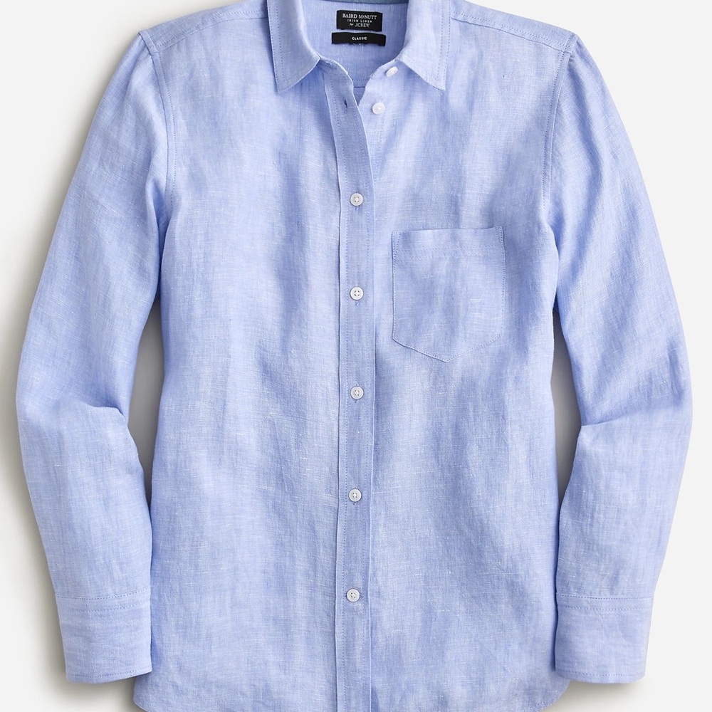 NWT J CREW Women’s Light Blue linen Button Down Shirt